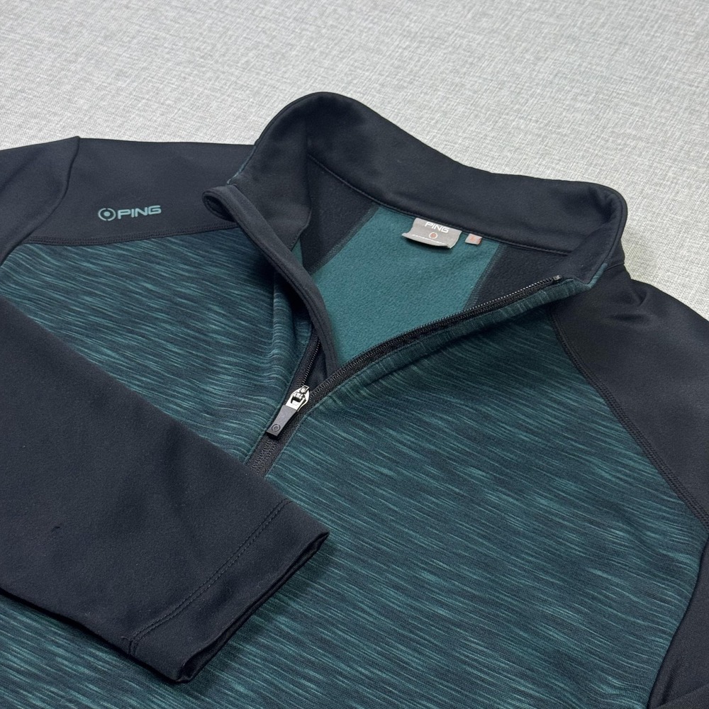 Ping 1/4 Zip Pullover Mens L Green Fleece Thermal High Neck Insulated SensorWarm